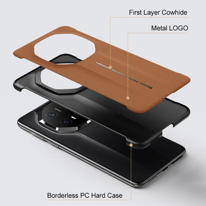For Huawei Mate 60 RS Ultimate SULADA Frameless Top Layer Cowhide Leather Hybrid PC Phone Case(Brown) - Huawei Cases by SULADA | Online Shopping UK | buy2fix