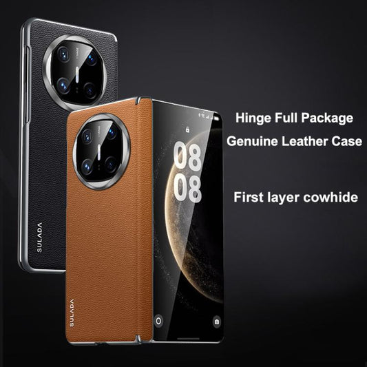 For Huawei Mate X6 SULADA Frameless Top Layer Cowhide Leather Hybrid PC Phone Case(Black) - Huawei Cases by SULADA | Online Shopping UK | buy2fix