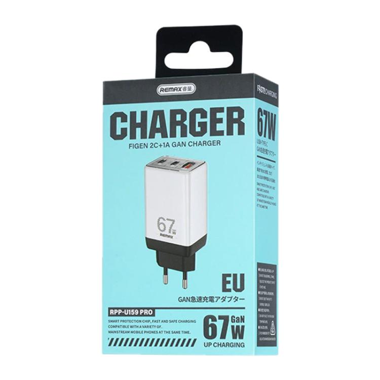 REMAX  RP-U159PRO Figen Series 67W Dual Type-C USB GaN Laptop Charger, Plug:EU Plug(White) - USB Charger by REMAX | Online Shopping UK | buy2fix