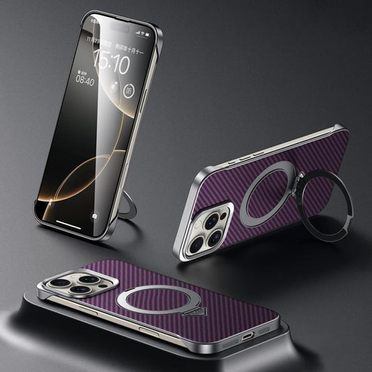 For iPhone 16 Pro SULADA Kevlar Texture MagSafe Magnetic Holder Phone Case(Purple) - iPhone 16 Pro Cases by SULADA | Online Shopping UK | buy2fix
