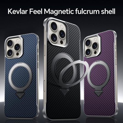 For iPhone 16 Pro SULADA Kevlar Texture MagSafe Magnetic Holder Phone Case(Purple) - iPhone 16 Pro Cases by SULADA | Online Shopping UK | buy2fix