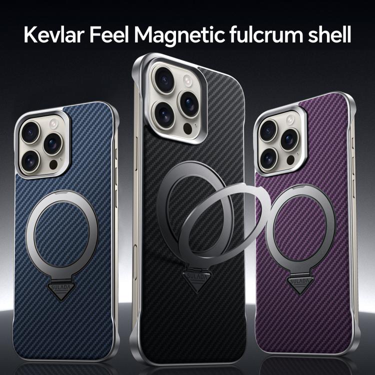For iPhone 16 Pro SULADA Kevlar Texture MagSafe Magnetic Holder Phone Case(Black) - iPhone 16 Pro Cases by SULADA | Online Shopping UK | buy2fix