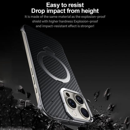 For iPhone 16 Pro SULADA Kevlar Texture MagSafe Magnetic Holder Phone Case(Black) - iPhone 16 Pro Cases by SULADA | Online Shopping UK | buy2fix