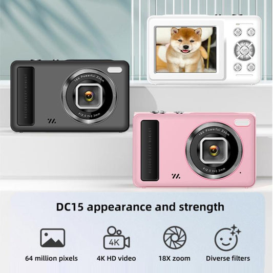 DC15 2.4 inch 18X Digital Zoom Camera 4K HD Video 64MP Shooting(White) - Children Cameras by buy2fix | Online Shopping UK | buy2fix
