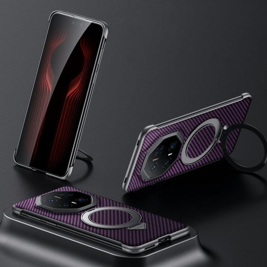 For Huawei Mate 70 RS Ultimate SULADA Kevlar Texture MagSafe Magnetic Holder Phone Case(Purple)