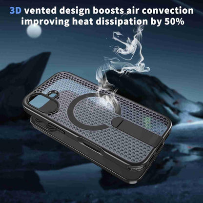 For iPhone 17 Honeycomb Cooling MagSafe Holder Phone Case(Black) - iPhone 17 Cases by buy2fix | Online Shopping UK | buy2fix