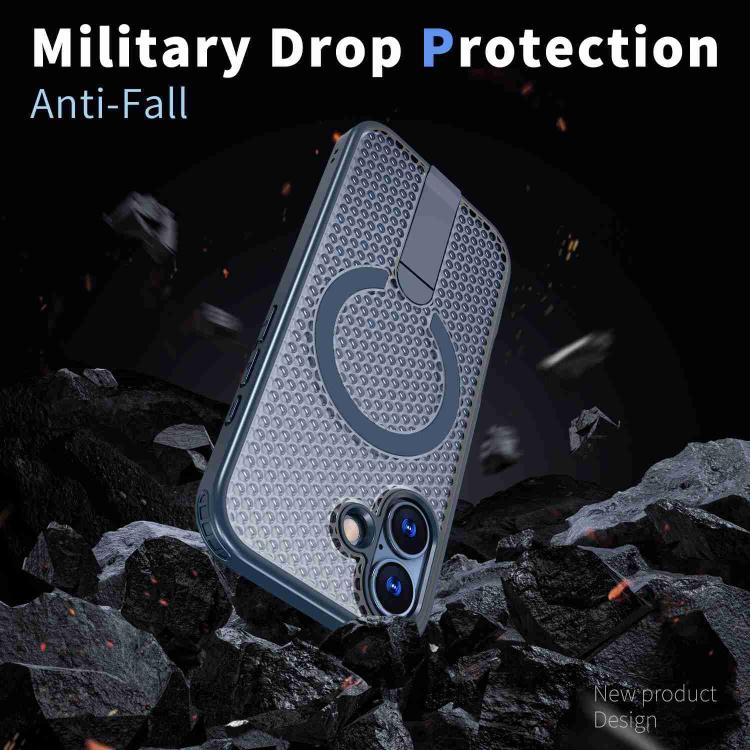 For iPhone 17 Honeycomb Cooling MagSafe Holder Phone Case(Blue) - iPhone 17 Cases by buy2fix | Online Shopping UK | buy2fix