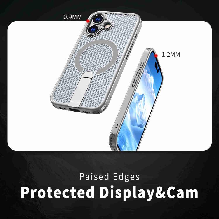 For iPhone 17 Honeycomb Cooling MagSafe Holder Phone Case(Titanium Grey) - iPhone 17 Cases by buy2fix | Online Shopping UK | buy2fix