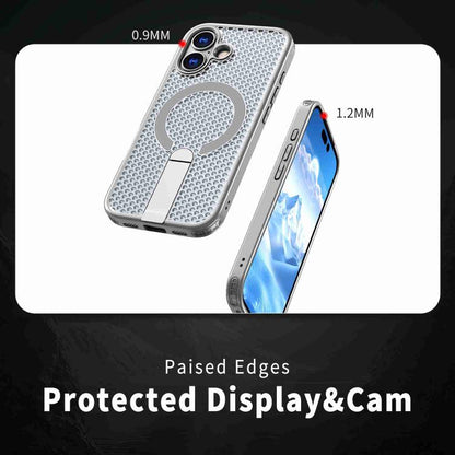 For iPhone 17 Honeycomb Cooling MagSafe Holder Phone Case(Titanium Grey) - iPhone 17 Cases by buy2fix | Online Shopping UK | buy2fix