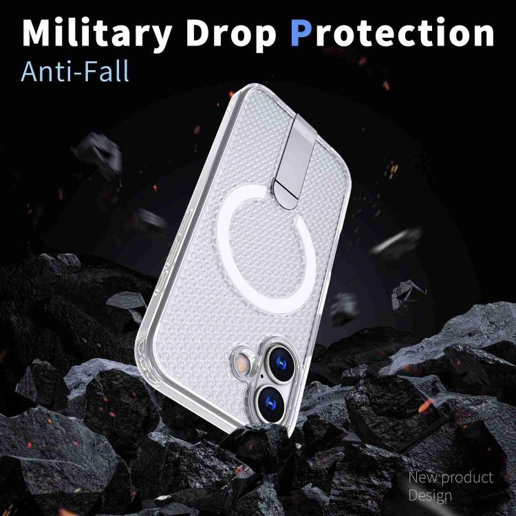 For iPhone 17 Honeycomb Cooling MagSafe Holder Phone Case(Frosted Transparent) - iPhone 17 Cases by buy2fix | Online Shopping UK | buy2fix