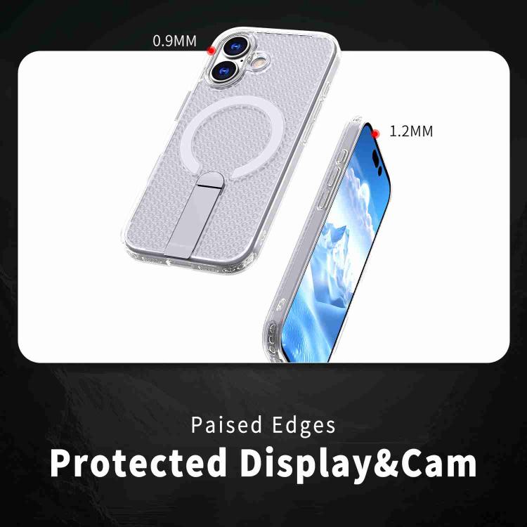 For iPhone 17 Honeycomb Cooling MagSafe Holder Phone Case(Frosted Transparent) - iPhone 17 Cases by buy2fix | Online Shopping UK | buy2fix