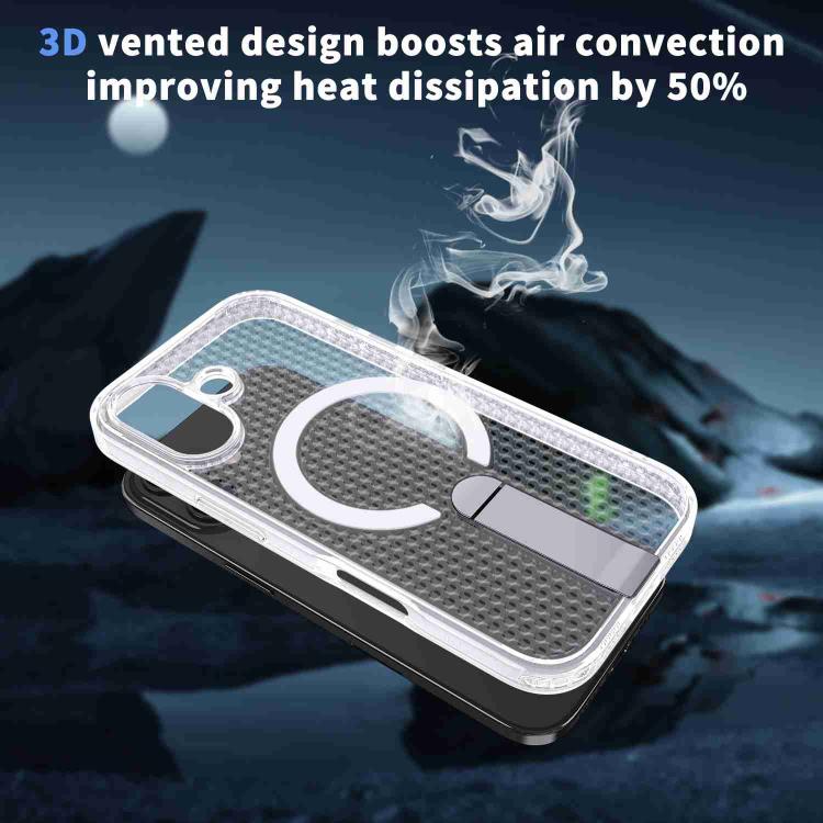 For iPhone 17 Honeycomb Cooling MagSafe Holder Phone Case(Frosted Transparent) - iPhone 17 Cases by buy2fix | Online Shopping UK | buy2fix
