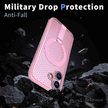 For iPhone 17 Honeycomb Cooling MagSafe Holder Phone Case(Pink) - iPhone 17 Cases by buy2fix | Online Shopping UK | buy2fix