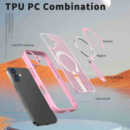 For iPhone 17 Honeycomb Cooling MagSafe Holder Phone Case(Pink) - iPhone 17 Cases by buy2fix | Online Shopping UK | buy2fix