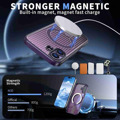 For iPhone 17 Honeycomb Cooling MagSafe Holder Phone Case(Purple) - iPhone 17 Cases by buy2fix | Online Shopping UK | buy2fix