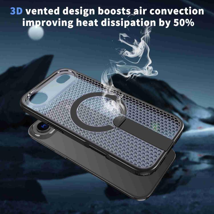 For iPhone Air Honeycomb Cooling MagSafe Holder Phone Case(Black) - iPhone Air Cases by buy2fix | Online Shopping UK | buy2fix