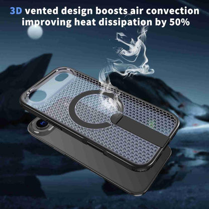 For iPhone Air Honeycomb Cooling MagSafe Holder Phone Case(Black) - iPhone Air Cases by buy2fix | Online Shopping UK | buy2fix