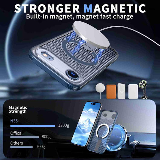 For iPhone Air Honeycomb Cooling MagSafe Holder Phone Case(Blue) - iPhone Air Cases by buy2fix | Online Shopping UK | buy2fix