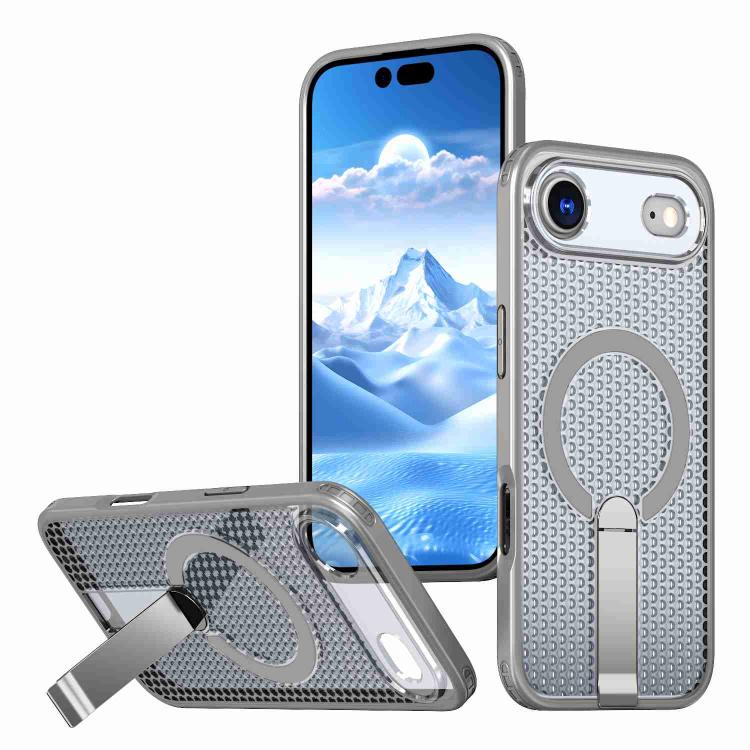 For iPhone Air Honeycomb Cooling MagSafe Holder Phone Case(Titanium Grey) - iPhone Air Cases by buy2fix | Online Shopping UK | buy2fix