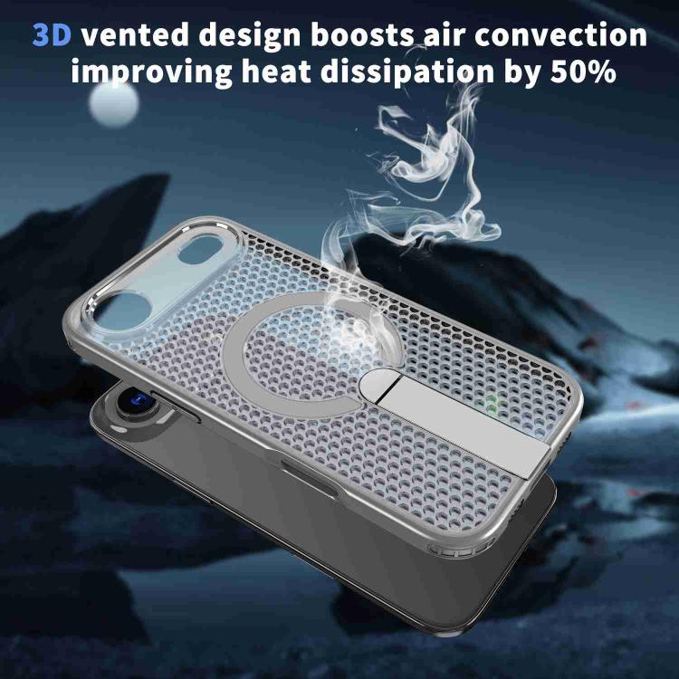 For iPhone Air Honeycomb Cooling MagSafe Holder Phone Case(Titanium Grey) - iPhone Air Cases by buy2fix | Online Shopping UK | buy2fix