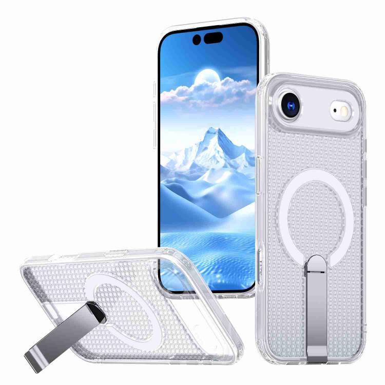 For iPhone Air Honeycomb Cooling MagSafe Holder Phone Case(Frosted Transparent) - iPhone Air Cases by buy2fix | Online Shopping UK | buy2fix