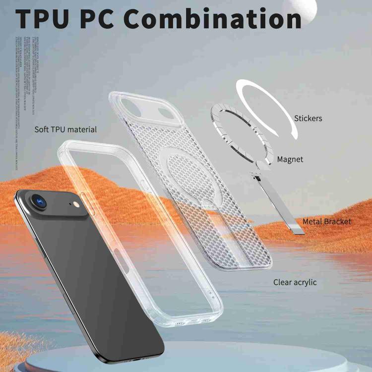 For iPhone Air Honeycomb Cooling MagSafe Holder Phone Case(Frosted Transparent) - iPhone Air Cases by buy2fix | Online Shopping UK | buy2fix