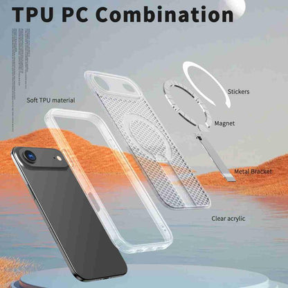 For iPhone Air Honeycomb Cooling MagSafe Holder Phone Case(Frosted Transparent) - iPhone Air Cases by buy2fix | Online Shopping UK | buy2fix