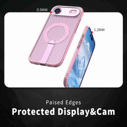 For iPhone Air Honeycomb Cooling MagSafe Holder Phone Case(Pink) - iPhone Air Cases by buy2fix | Online Shopping UK | buy2fix