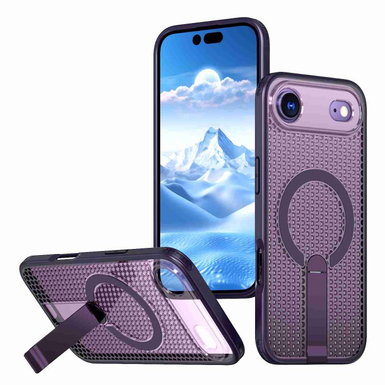 For iPhone Air Honeycomb Cooling MagSafe Holder Phone Case(Purple) - iPhone Air Cases by buy2fix | Online Shopping UK | buy2fix