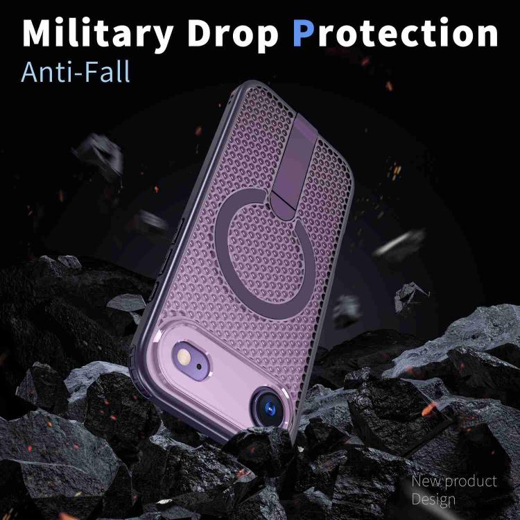 For iPhone Air Honeycomb Cooling MagSafe Holder Phone Case(Purple) - iPhone Air Cases by buy2fix | Online Shopping UK | buy2fix