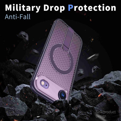 For iPhone Air Honeycomb Cooling MagSafe Holder Phone Case(Purple) - iPhone Air Cases by buy2fix | Online Shopping UK | buy2fix
