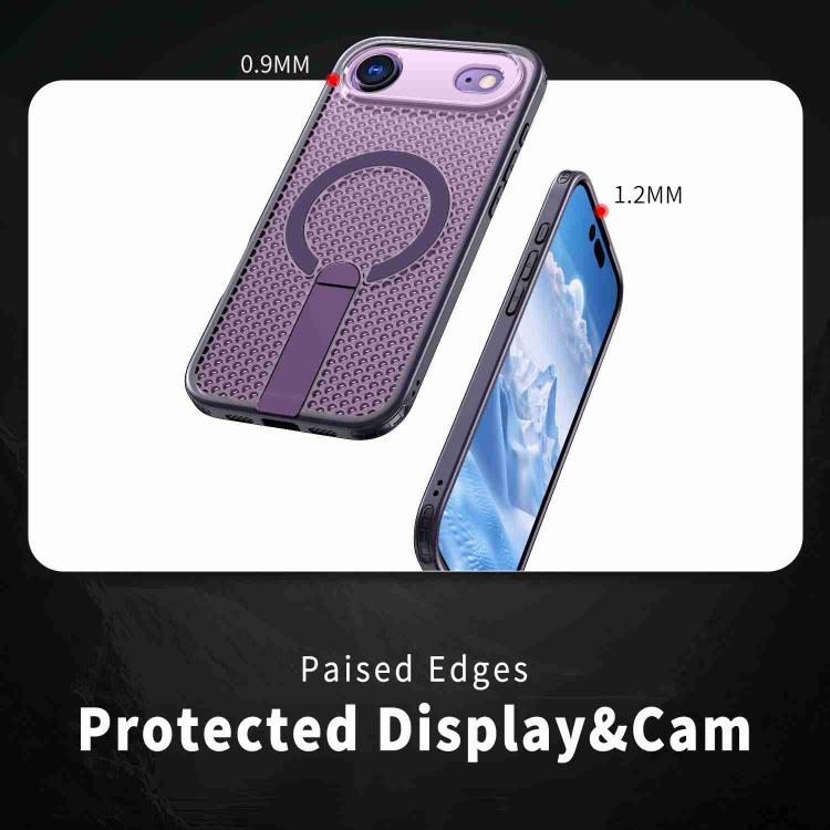 For iPhone Air Honeycomb Cooling MagSafe Holder Phone Case(Purple) - iPhone Air Cases by buy2fix | Online Shopping UK | buy2fix