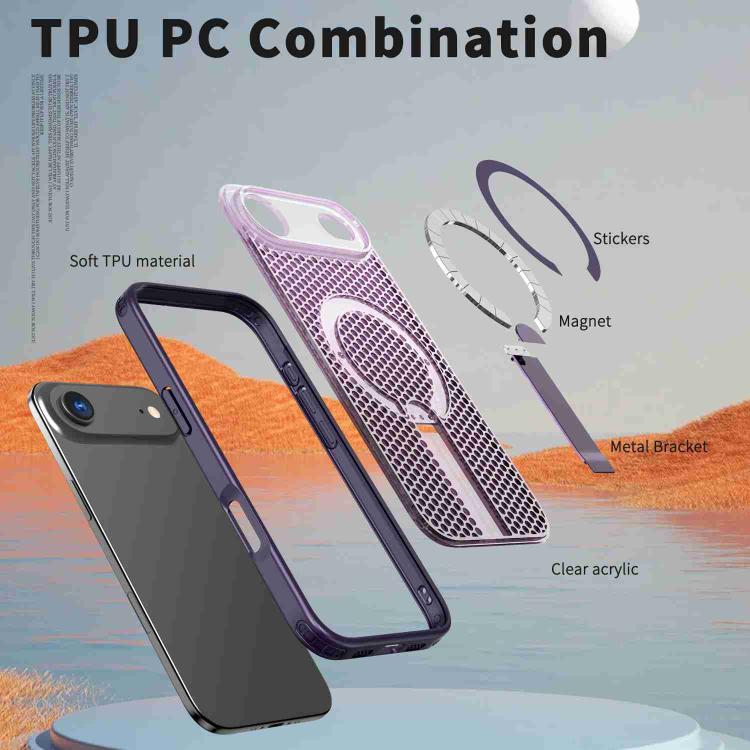 For iPhone Air Honeycomb Cooling MagSafe Holder Phone Case(Purple) - iPhone Air Cases by buy2fix | Online Shopping UK | buy2fix