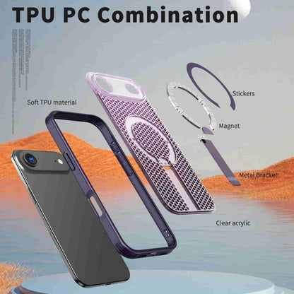 For iPhone Air Honeycomb Cooling MagSafe Holder Phone Case(Purple) - iPhone Air Cases by buy2fix | Online Shopping UK | buy2fix