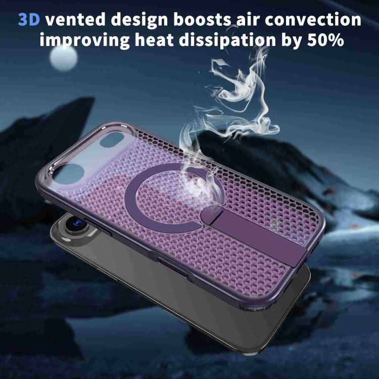 For iPhone Air Honeycomb Cooling MagSafe Holder Phone Case(Purple) - iPhone Air Cases by buy2fix | Online Shopping UK | buy2fix