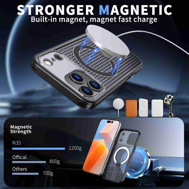 For iPhone 17 Pro Max Honeycomb Cooling MagSafe Holder Phone Case(Black) - iPhone 17 Pro Max Cases by buy2fix | Online Shopping UK | buy2fix