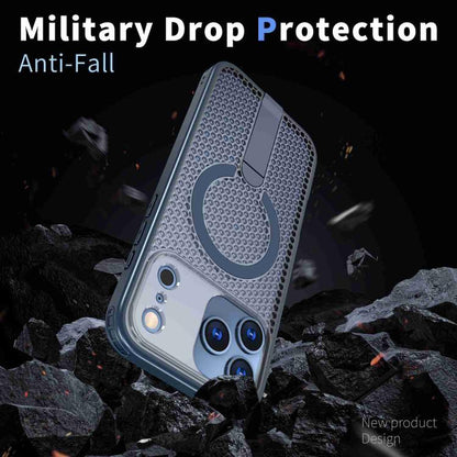 For iPhone 17 Pro Max Honeycomb Cooling MagSafe Holder Phone Case(Blue) - iPhone 17 Pro Max Cases by buy2fix | Online Shopping UK | buy2fix