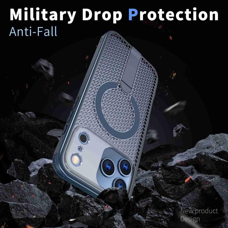 For iPhone 17 Pro Honeycomb Cooling MagSafe Holder Phone Case(Blue) - iPhone 17 Pro Cases by buy2fix | Online Shopping UK | buy2fix