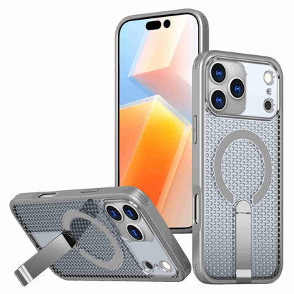 For iPhone 17 Pro Honeycomb Cooling MagSafe Holder Phone Case(Titanium Grey) - iPhone 17 Pro Cases by buy2fix | Online Shopping UK | buy2fix
