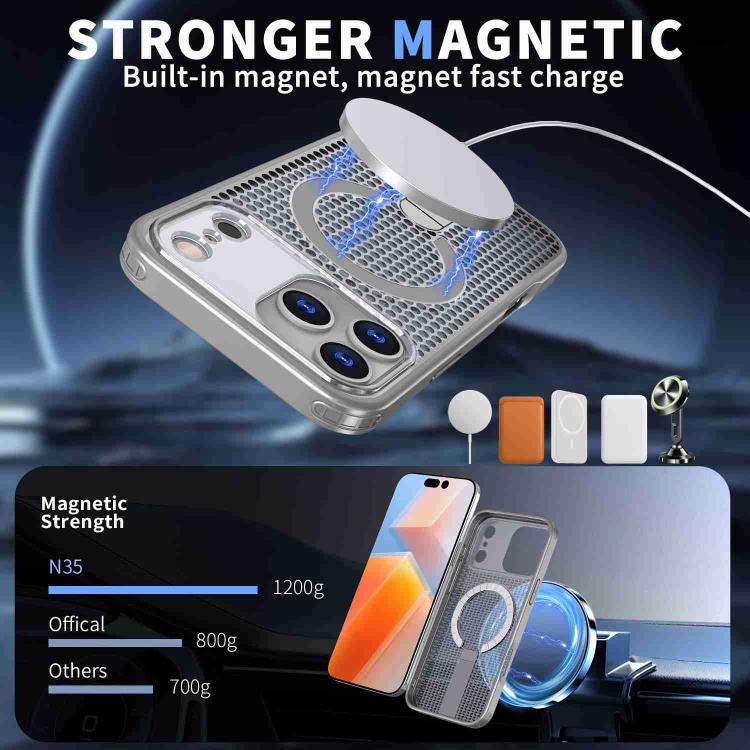 For iPhone 17 Pro Honeycomb Cooling MagSafe Holder Phone Case(Titanium Grey) - iPhone 17 Pro Cases by buy2fix | Online Shopping UK | buy2fix