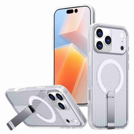 For iPhone 17 Pro Honeycomb Cooling MagSafe Holder Phone Case(Frosted Transparent) - iPhone 17 Pro Cases by buy2fix | Online Shopping UK | buy2fix