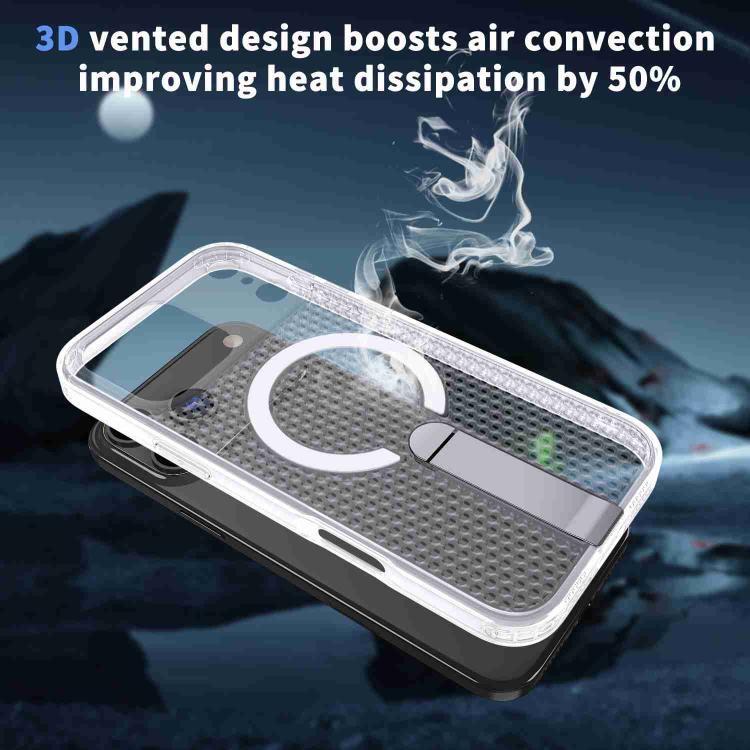 For iPhone 17 Pro Honeycomb Cooling MagSafe Holder Phone Case(Frosted Transparent) - iPhone 17 Pro Cases by buy2fix | Online Shopping UK | buy2fix