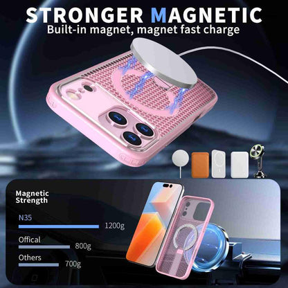 For iPhone 17 Pro Honeycomb Cooling MagSafe Holder Phone Case(Pink) - iPhone 17 Pro Cases by buy2fix | Online Shopping UK | buy2fix