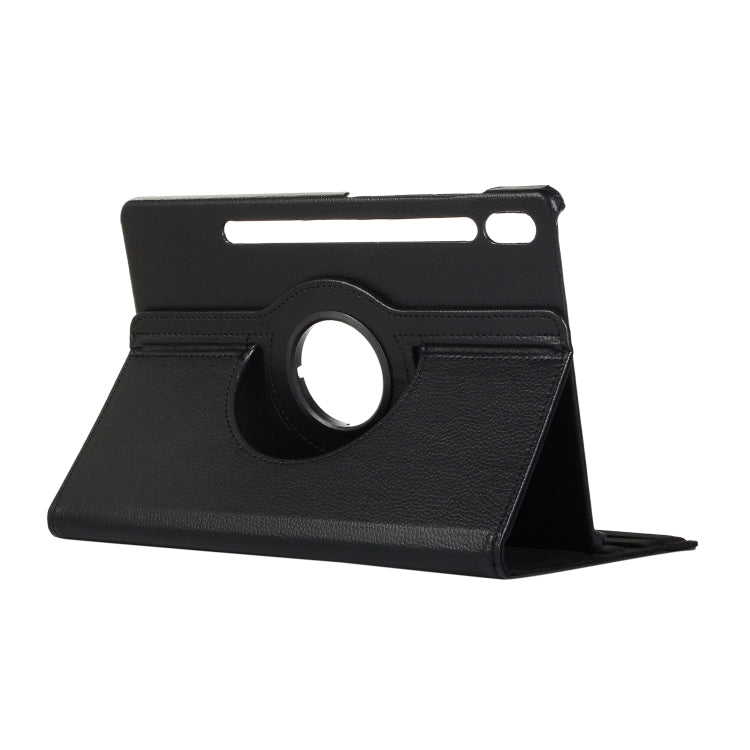 For Samsung Galaxy Tab S8+ / Tab S8 Plus /  Tab S7 FE / Tab S7+ / T970 / T976B Litchi Texture Horizontal Flip 360 Degrees Rotation Leather Case with Holder(Black) - Galaxy Tab S8+ Cases by buy2fix | Online Shopping UK | buy2fix