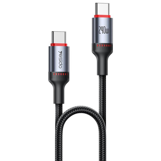 Yesido CA185 240W Type-C to Type-C Aluminum Alloy Data Cable, Length: 1.2m(Black) - USB-C & Type-C Cable by Yesido | Online Shopping UK | buy2fix