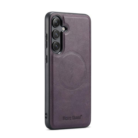 For Samsung Galaxy S25 5G Fierre Shann FS-027 Cowhide Texture MagSafe Magnetic Phone Case(Purple)
