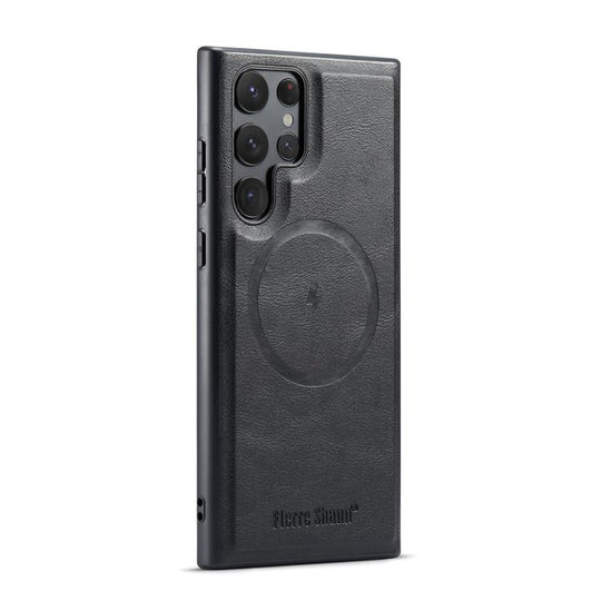 For Samsung Galaxy S25 Ultra 5G Fierre Shann FS-027 Cowhide Texture MagSafe Magnetic Phone Case(Black)