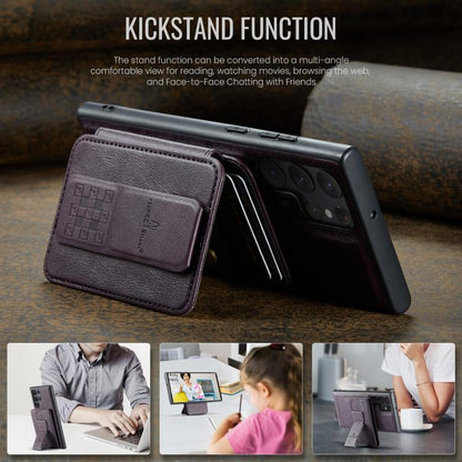 For Samsung Galaxy S25 Ultra 5G Fierre Shann FS028 MagSafe RFID Card Holder Back Phone Case(Purple) - Galaxy S25 Ultra 5G Cases by FIERRE SHANN | Online Shopping UK | buy2fix