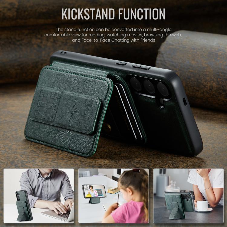 For Samsung Galaxy S25 5G Fierre Shann FS028 MagSafe RFID Card Holder Back Phone Case(Green) - Galaxy S25 5G Cases by FIERRE SHANN | Online Shopping UK | buy2fix