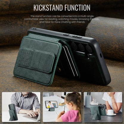 For Samsung Galaxy S25 5G Fierre Shann FS028 MagSafe RFID Card Holder Back Phone Case(Green) - Galaxy S25 5G Cases by FIERRE SHANN | Online Shopping UK | buy2fix